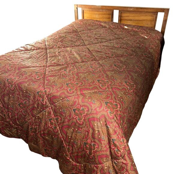 Vintage Ralph Lauren Abenhall King Comforter Reversible Red Gold Paisley - Picture 1 of 8